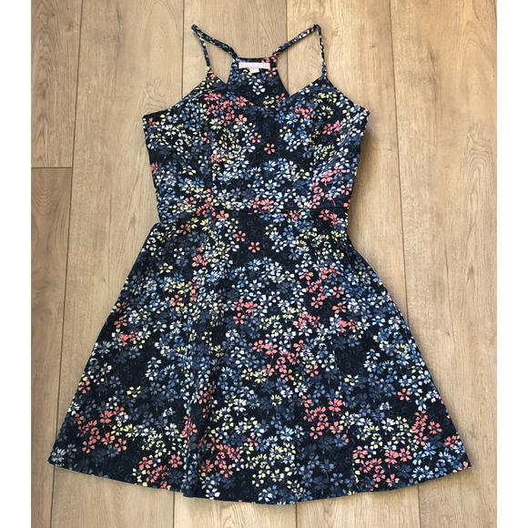 Banana Republic Dress Womens 6 Black Floral Print Sleeveless A Line Short Whimsy - Picture 1 of 9